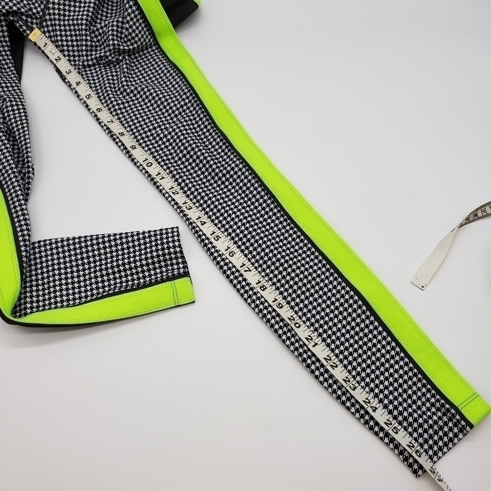 𝅺NYLORA women US XS Ardwell leggings black white houndstooth green stripe - Picture 8 of 11